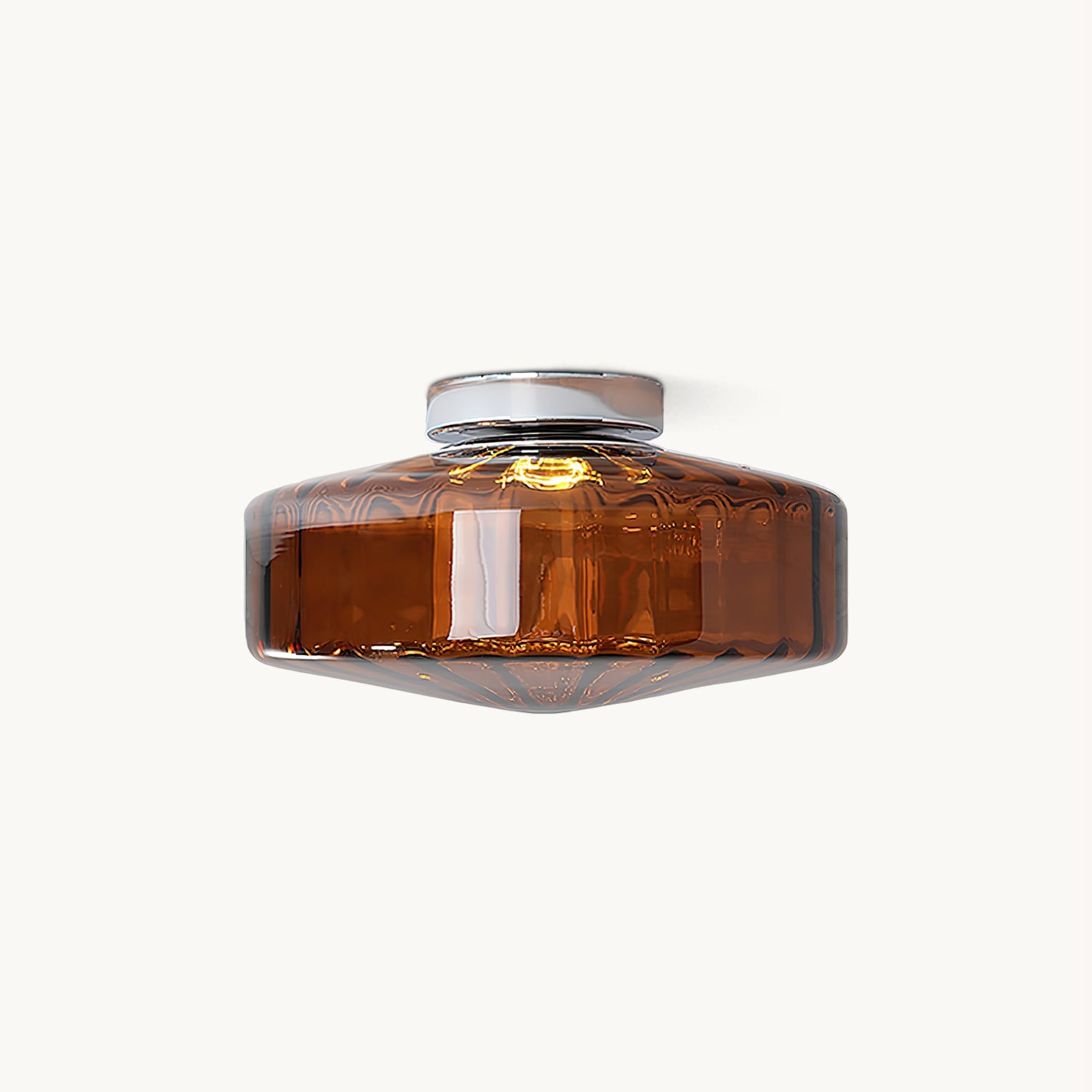 Plafondlamp Geribbeld Glas Chroom Vintage Modern Compacte Verlichting Hal | Sansoti