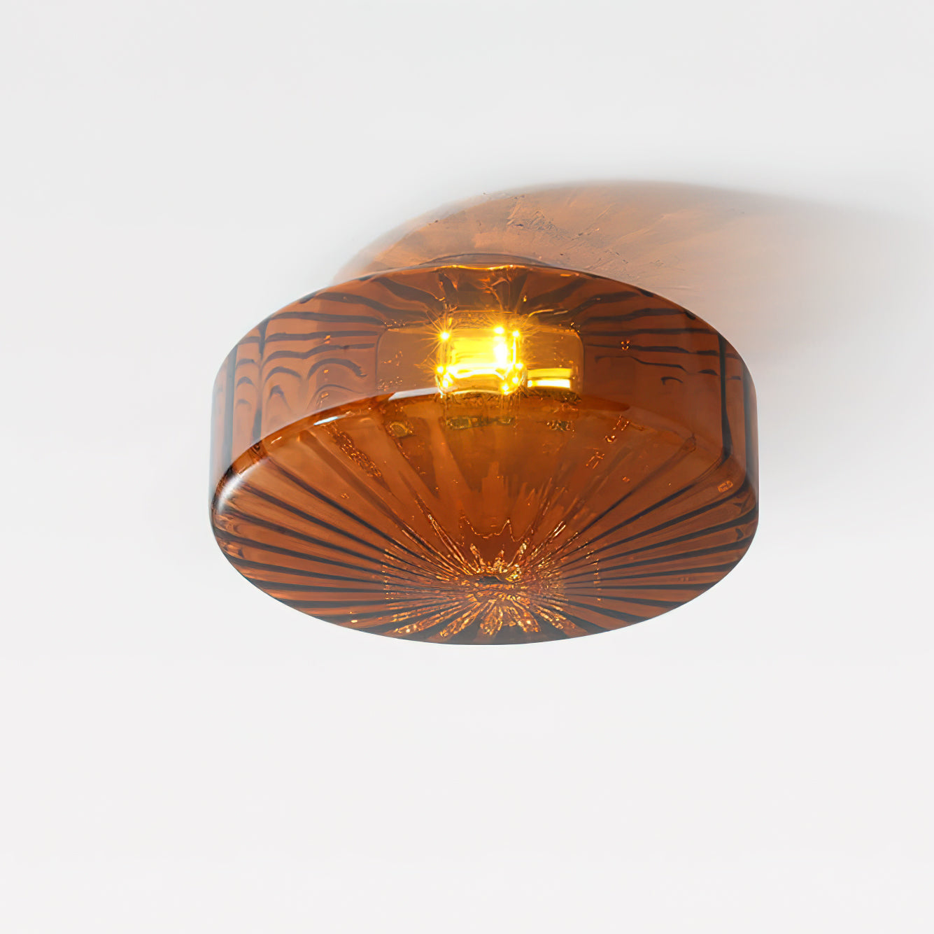 Plafondlamp Geribbeld Glas Chroom Vintage Modern Compacte Verlichting Hal | Sansoti
