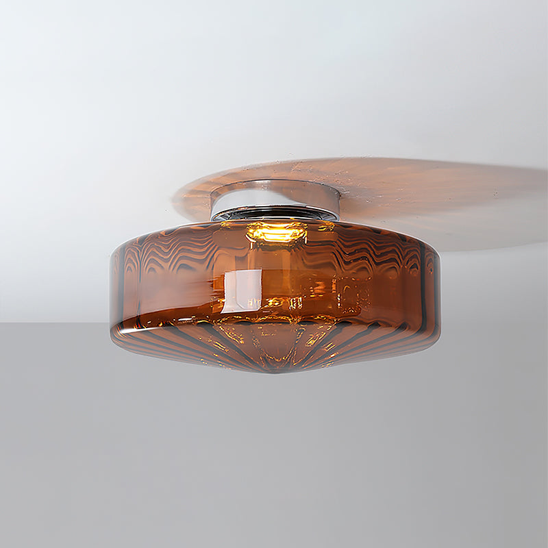 Plafondlamp Geribbeld Glas Chroom Vintage Modern Compacte Verlichting Hal | Sansoti