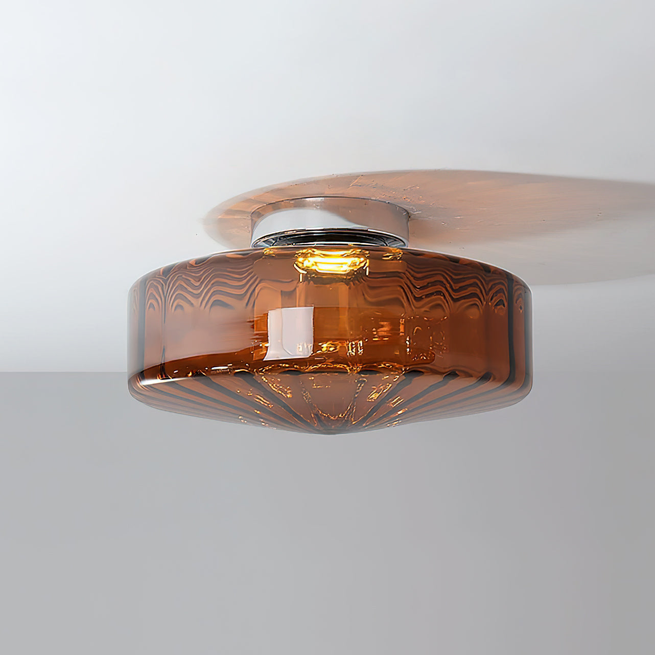 Plafondlamp Geribbeld Glas Chroom Vintage Modern Compacte Verlichting Hal | Sansoti