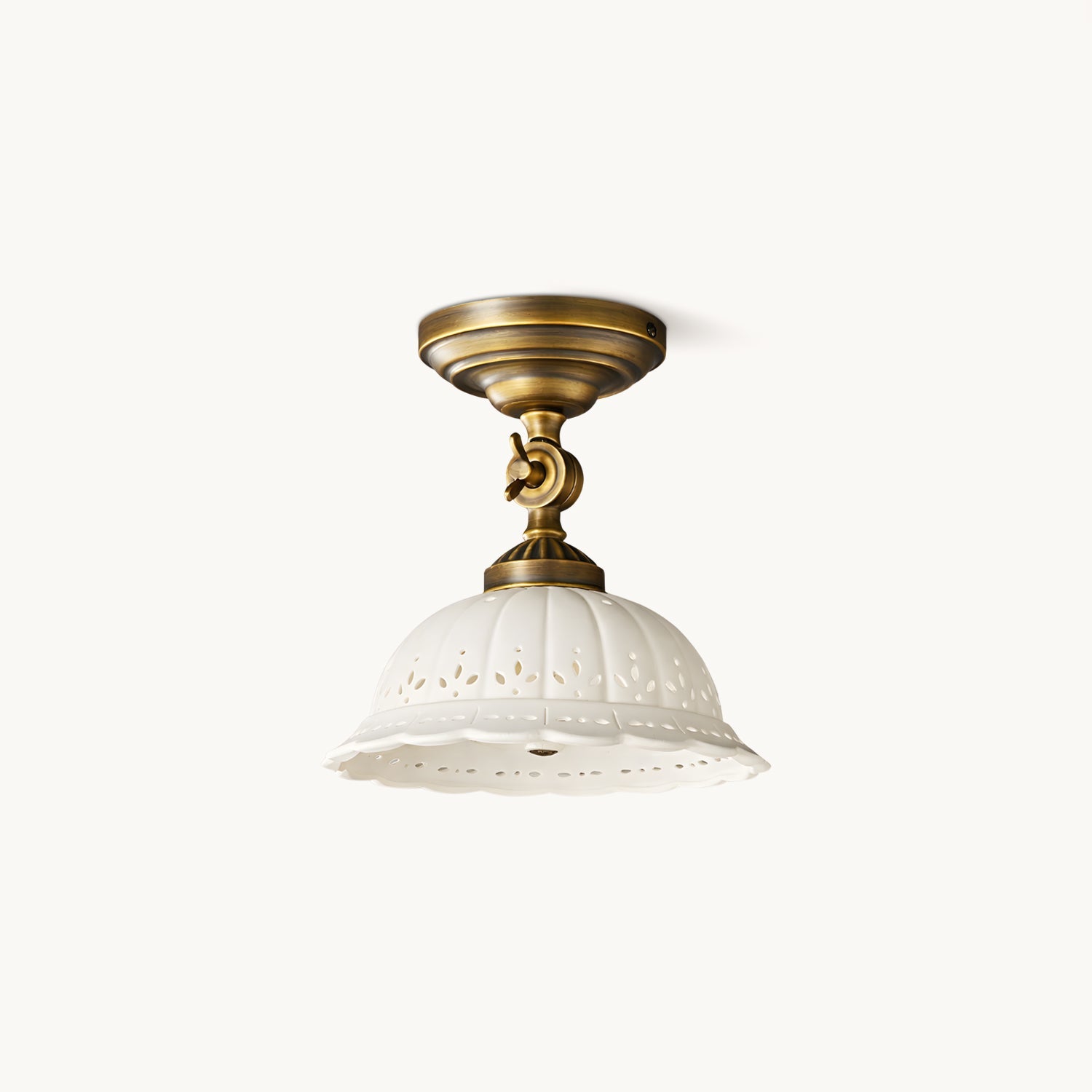 Haylea Plafondlamp Keramiek & Messing – Klassieke Entree Eetkamer Verlichting ø 22 cm | Sansoti