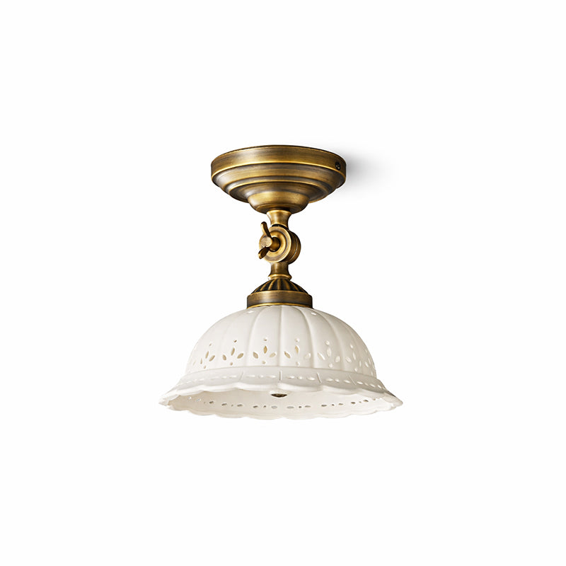 Haylea Plafondlamp Keramiek & Messing – Klassieke Entree Eetkamer Verlichting ø 22 cm | Sansoti