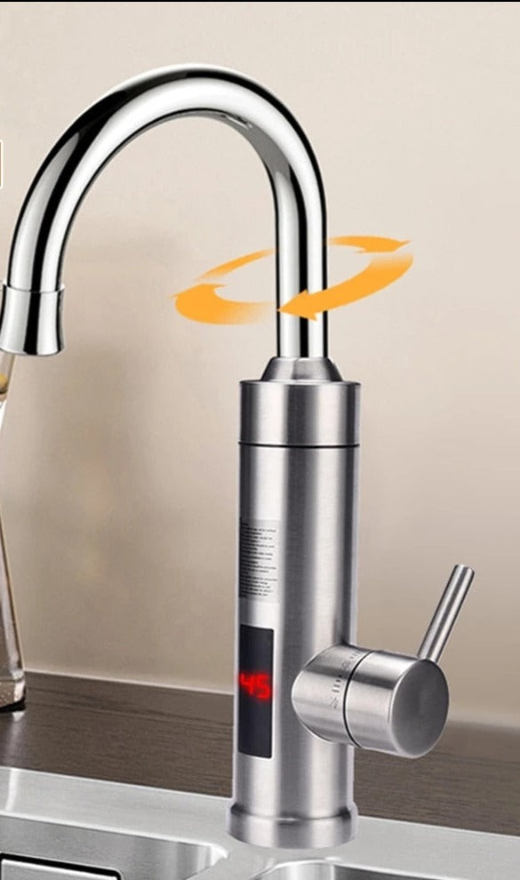 Robinet de cuisine électrique avec affichage numérique de la température, acier inoxydable, 3000W, capteur, eau chaude instantanée, écran tactile | Sansoti