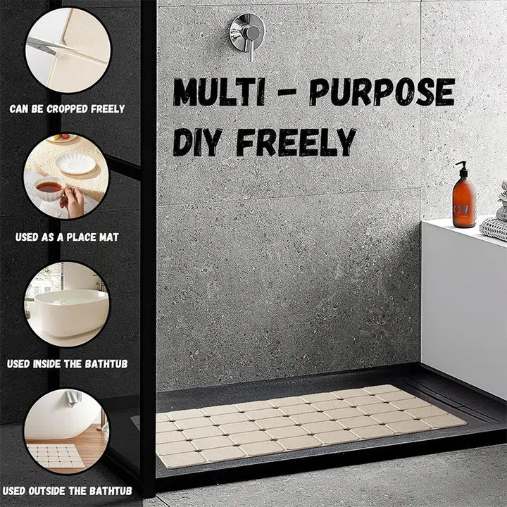 Foldable Non-Slip Bath Mat with Suction Cups Silicone Bathroom Mat for Shower and Bath | Sansoti