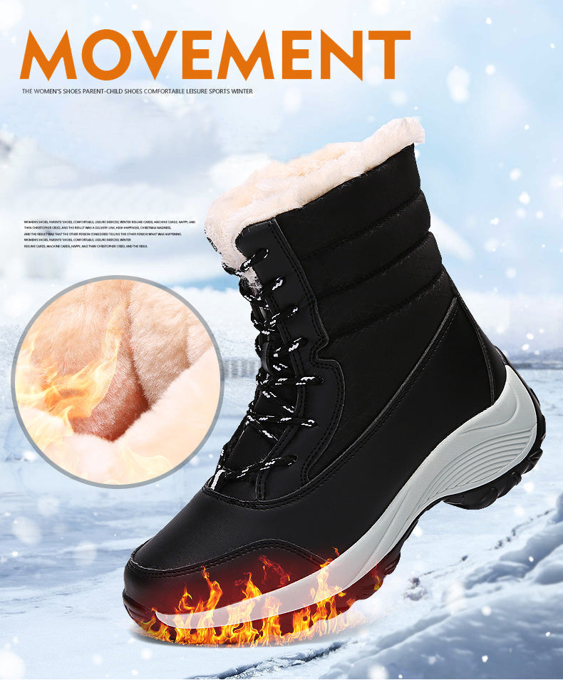 Gefütterte Winterstiefel für Damen mit weichem Plüschfutter, Schneestiefel, wasserdicht, lässig, warme Winterschuhe | Sansoti