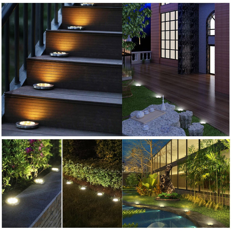 Set de 4 lampes solaires d'éclairage de jardin à LED, éclairage de chemin sans fil, automatique, résistantes aux intempéries, lampes d'extérieur pour jardin | Sansoti