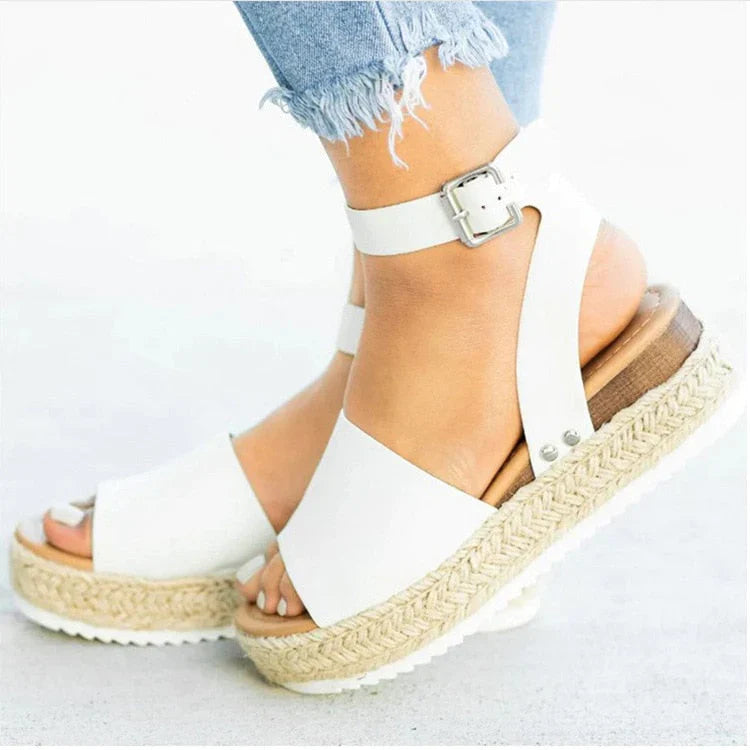 Women's Platform Sandals with Adjustable Ankle Strap | Summer Wedge Shoes with Open Toe for Daily Use | Sansoti