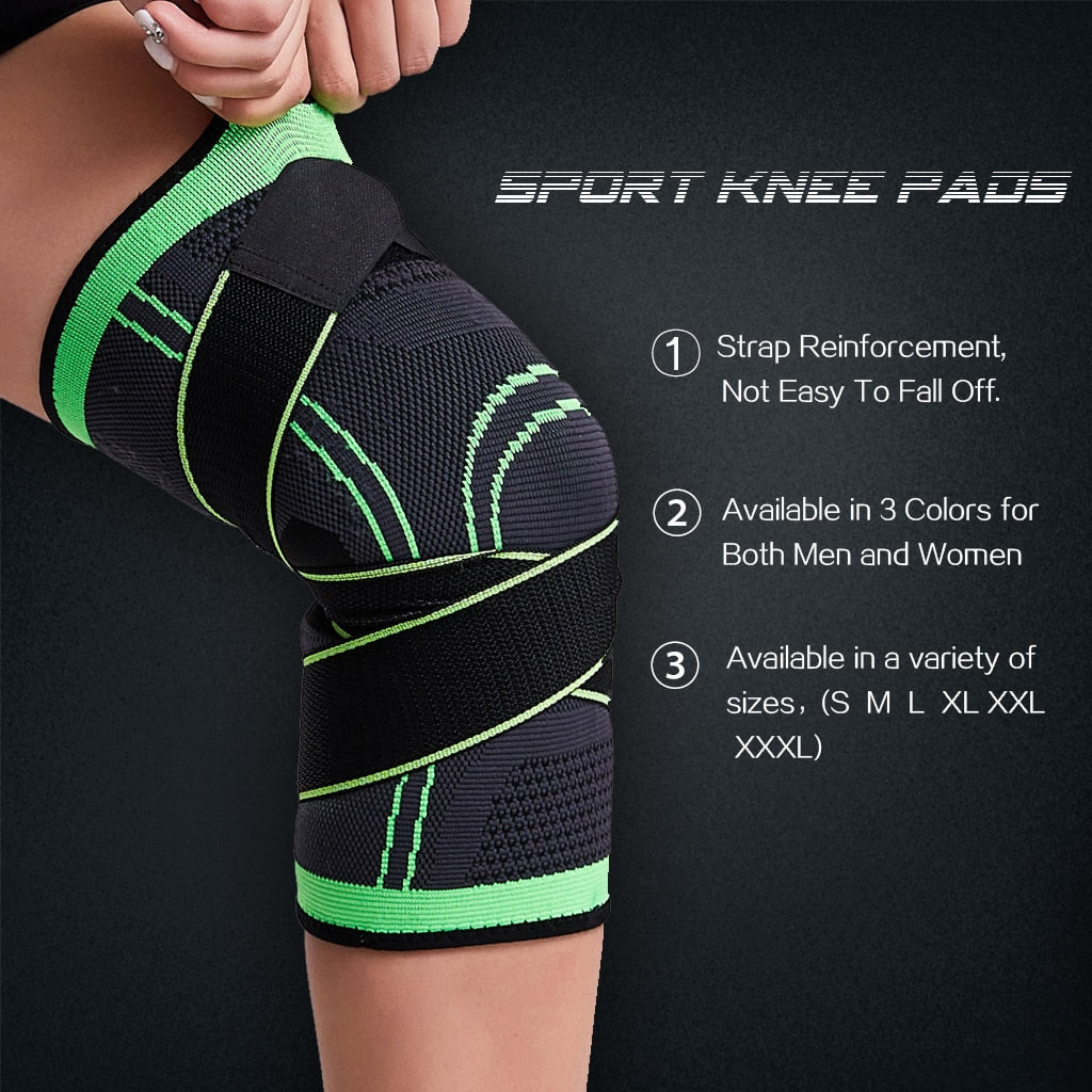 Kompressions-Kniebandage mit verstellbaren Riemen, Sportunterstützung, Gelenkschutz, Fitness und Training | Sansoti