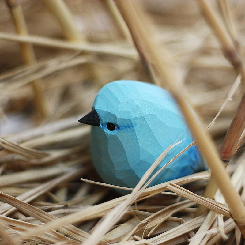 Handgesneden Houten Vogelfiguurtje Scandinavische Stijl Roodborstje Decoratie | Sansoti