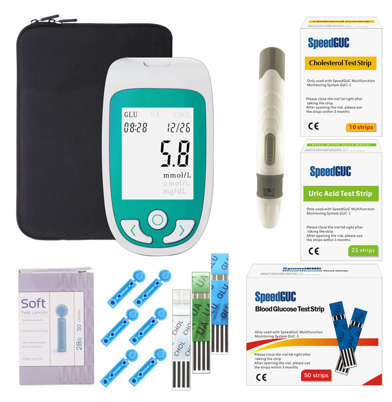 Multifunctionele Gezondheidsmeter 3-in-1 Thuistester Cholesterol Glucosewaarde Urinezuur Digitale Bloedsuikermeter Snelle Zelftest | Sansoti