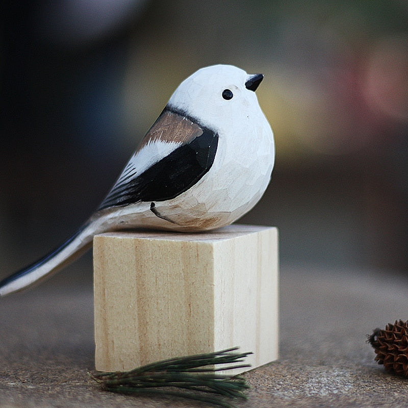Handgesneden Houten Vogelfiguurtje Scandinavische Stijl Roodborstje Decoratie | Sansoti