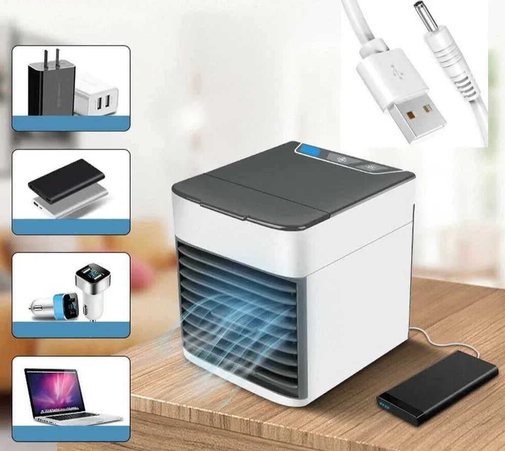 Persoonlijke Luchtkoeler USB Mini Airconditioner 3 Standen Verdamping Bevochtiger Nachtlampje Bureau Kantoor | Sansoti