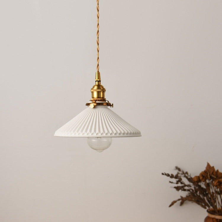 Retro Hanglamp met Witte Keramische Kap – Moderne LED Verlichting voor Woonkamer en Slaapkamer | Sansoti