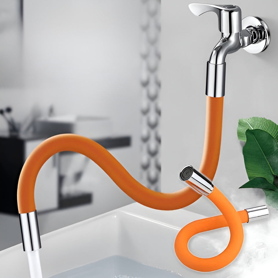 Flexibele Kraanverlenger 360° Buigbaar Siliconen Keuken Bad Zwart Oranje | Sansoti
