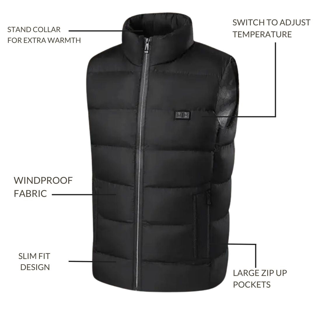 USB-beheizbare Unisex-Weste mit 3 Temperaturstufen für Outdoor-Winteraktivitäten und Wandern | Sansoti