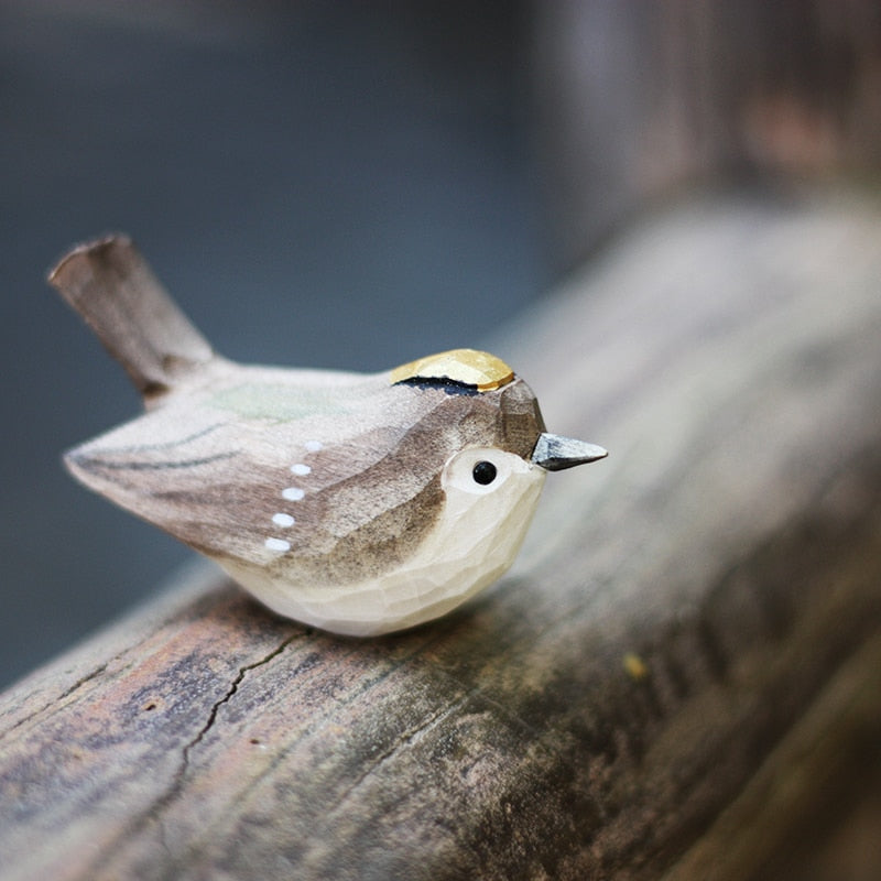 Handgesneden Houten Vogelfiguurtje Scandinavische Stijl Roodborstje Decoratie | Sansoti
