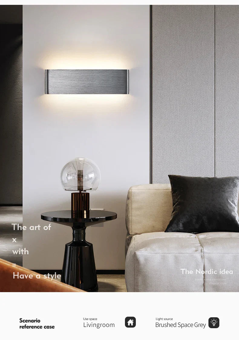 Ultra-dunne design wandlamp APHRODITE — moderne aluminium LED-wandverlichting met acryl kap | Sansoti