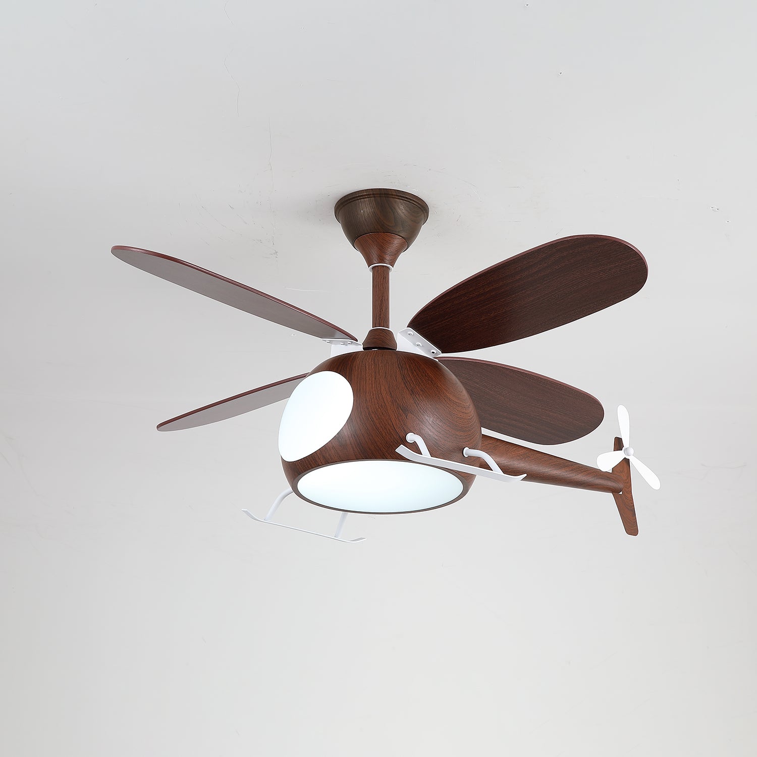 Moderne plafondventilator met verlichting voor kinderkamer – houten bladen Ø70cm | Sansoti