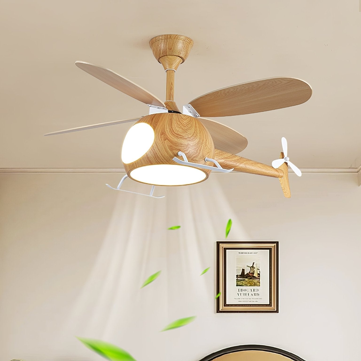 Moderne Plafondventilator met Verlichting Aviara Breeze – Ø70×H30 cm – 6 Snelheden – LED 35W – Walnoot & Houtkleur – Afstandsbediening – Kinderkamer & Woonkamer | Sansoti