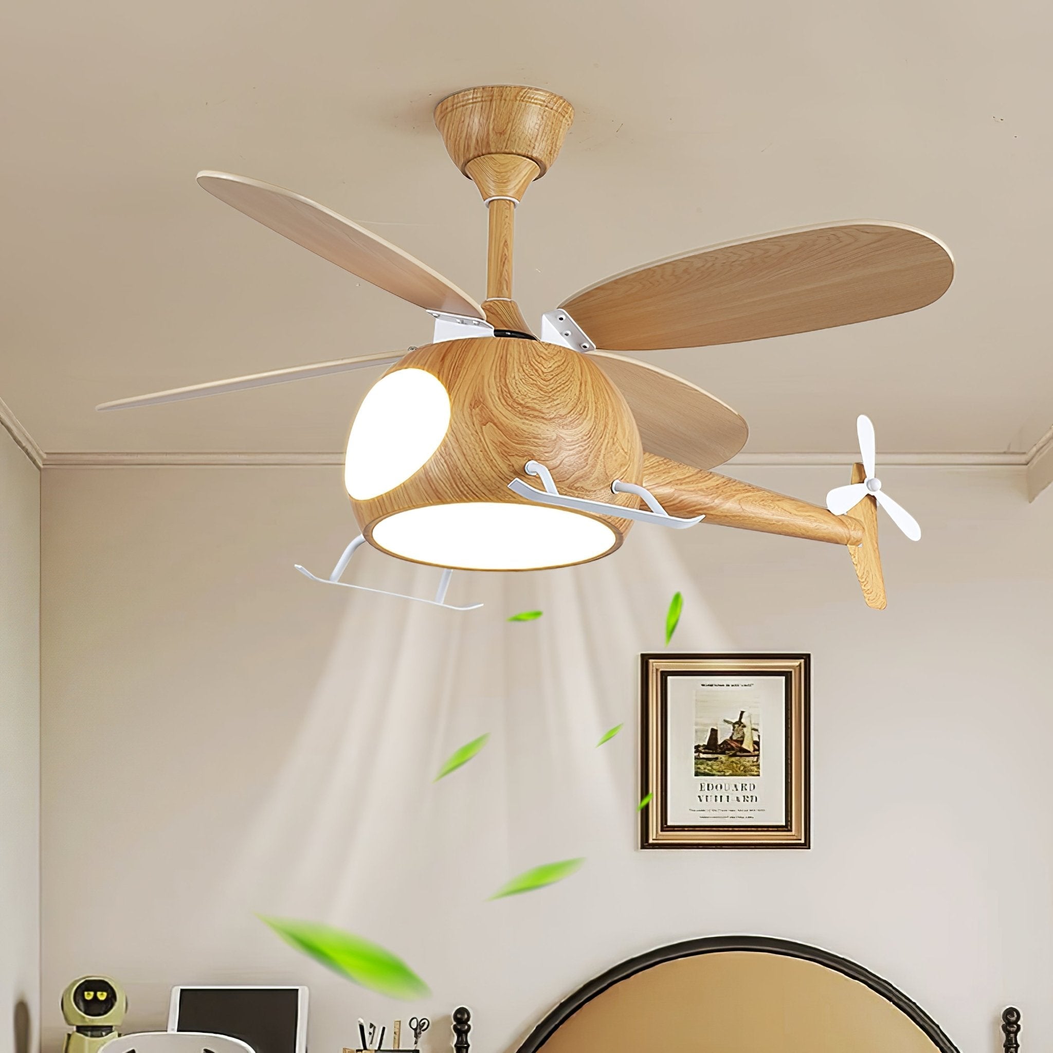 Moderne Plafondventilator met Verlichting Aviara Breeze – Ø70×H30 cm – 6 Snelheden – LED 35W – Walnoot & Houtkleur – Afstandsbediening – Kinderkamer & Woonkamer | Sansoti