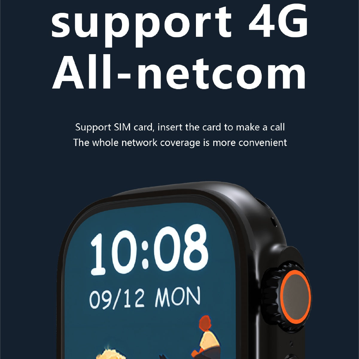 Smartwatch met AMOLED-scherm 2,04 inch 4G Android Gezondheidstracking Draadloos Opladen Aluminium Sporthorloge | Sansoti
