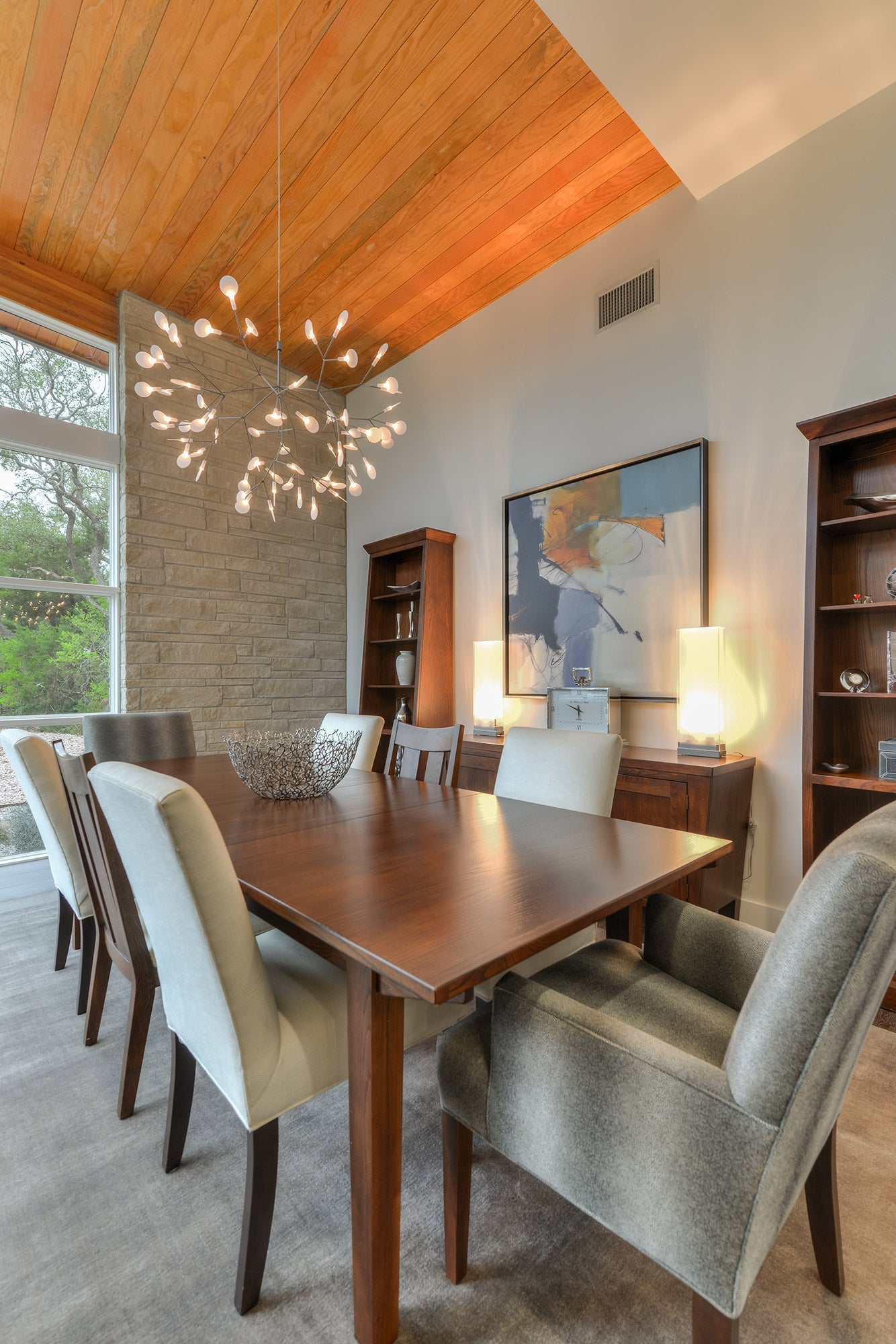 Lustre design Heracleum avec feuilles LED – suspension organique moderne avec 30 à 108 points lumineux en noir ou or rosé | Restfield