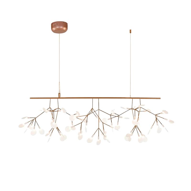 Lustre design Heracleum avec feuilles LED – suspension organique moderne avec 30 à 108 points lumineux en noir ou or rosé | Restfield