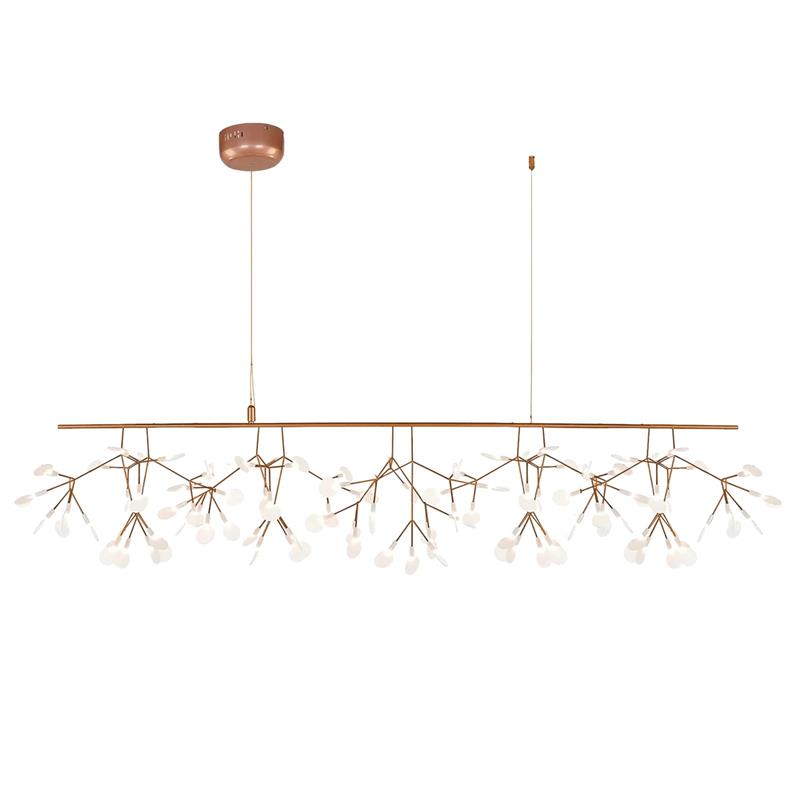 Lustre design Heracleum avec feuilles LED – suspension organique moderne avec 30 à 108 points lumineux en noir ou or rosé | Restfield