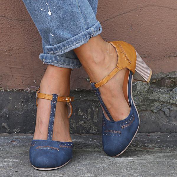 Dames Sandalen Blokhak Verstelbaar Enkelbandje Zomer Katoenen Hakschoenen Elegant Comfortabel Damesschoeisel | Sansoti
