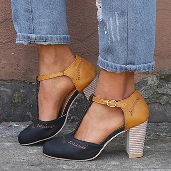 Dames Sandalen Blokhak Verstelbaar Enkelbandje Zomer Katoenen Hakschoenen Elegant Comfortabel Damesschoeisel | Sansoti