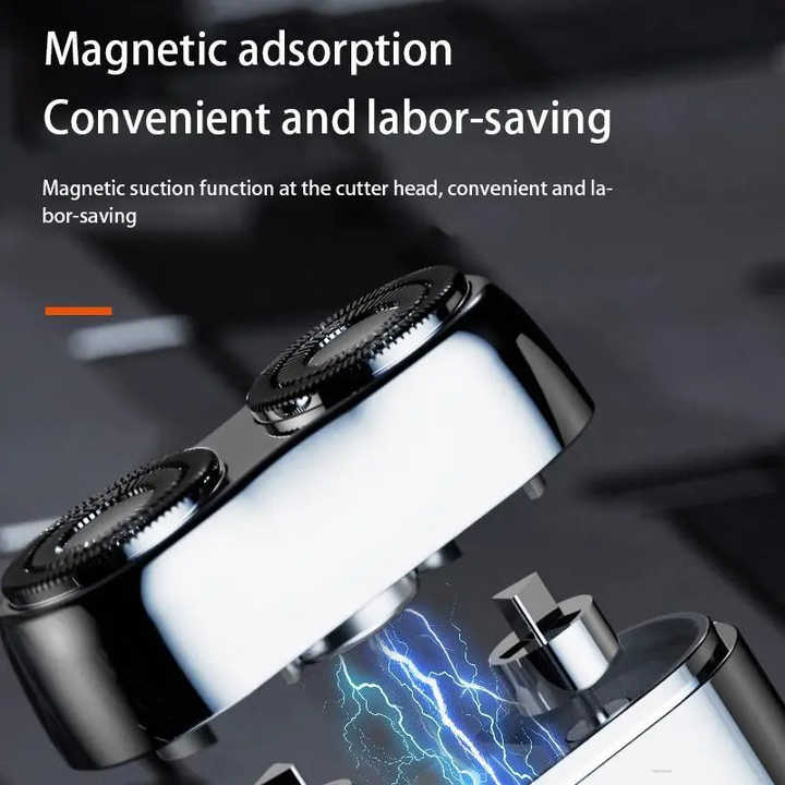 Kompakter elektrischer Rasierer mit Dual-Rotationssystem Wasserdicht USB-C-aufladbar Nass- und Trockenrasur Reiseformat | Sansoti