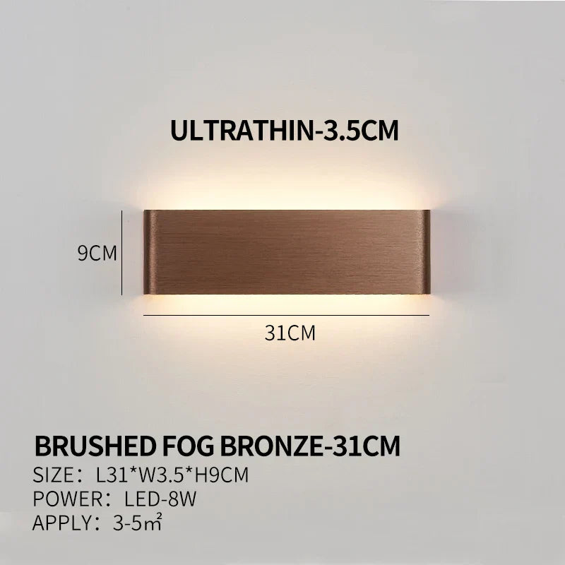 Ultra-dunne design wandlamp APHRODITE — moderne aluminium LED-wandverlichting met acryl kap | Sansoti