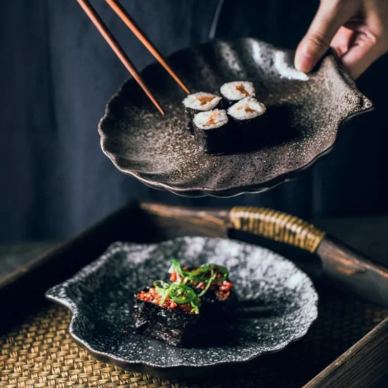 Keramische Schelpvormige Borden Wit Zwart Bruin Servies Coastal Dining | Sansoti
