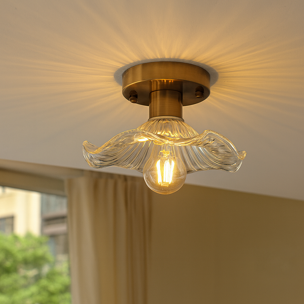 Plafonnier Hibiscus verre aluminium vert éclairage plafond LED 3000K hall chambre design moderne éclairage | Restfield
