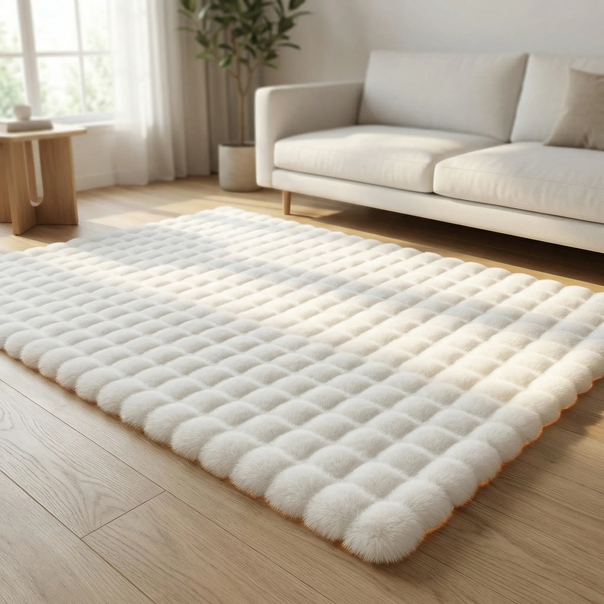 High-Pile Area Rug with Cloud Pattern and Integrated Foam, Non-Slip Backing for Modern Living Room and Bedroom | Sansoti