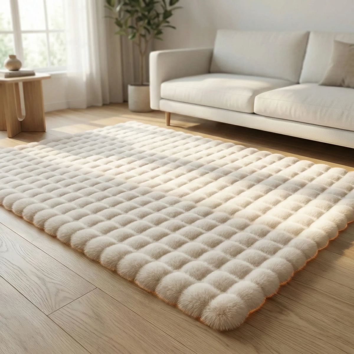 High-Pile Area Rug with Cloud Pattern and Integrated Foam, Non-Slip Backing for Modern Living Room and Bedroom | Sansoti