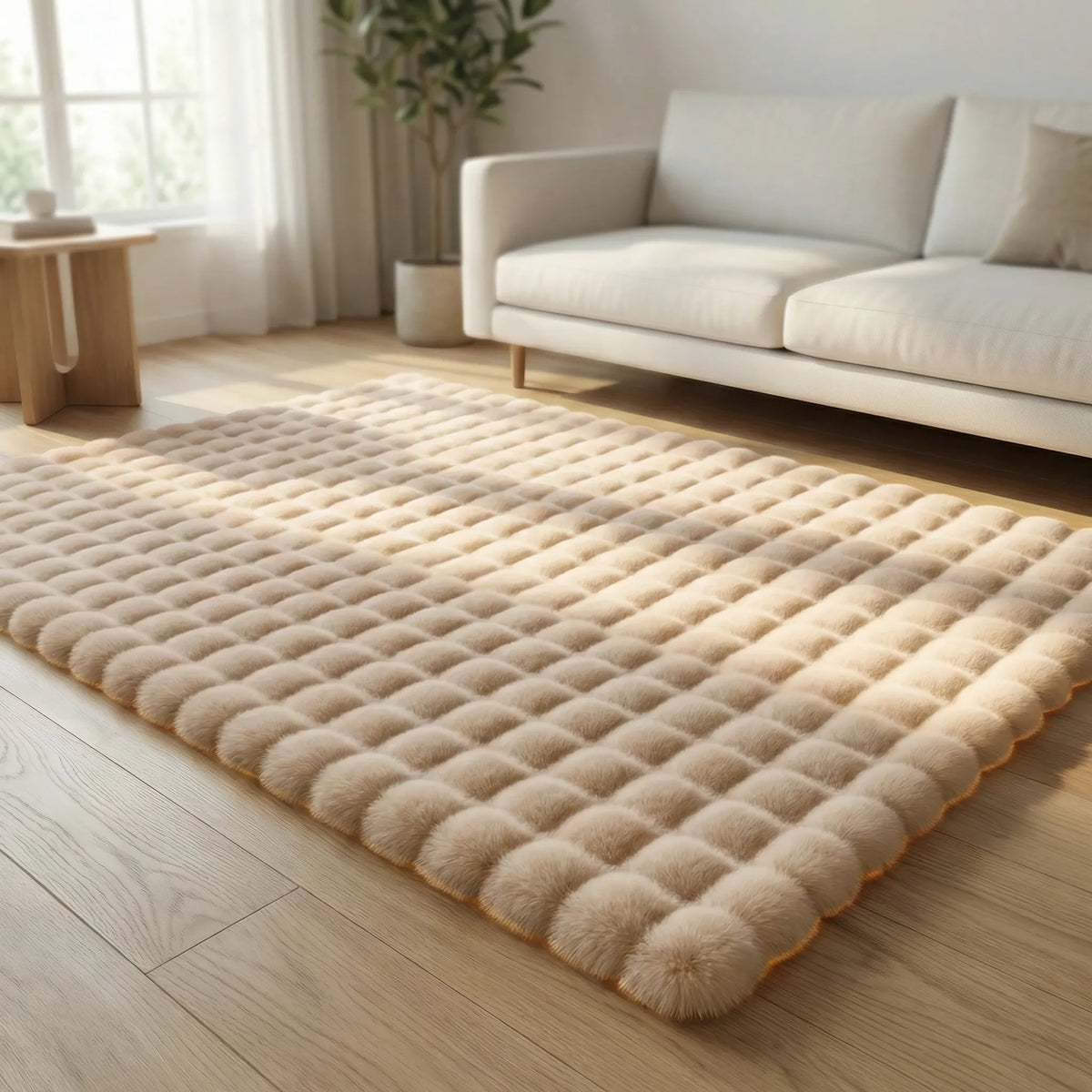 High-Pile Area Rug with Cloud Pattern and Integrated Foam, Non-Slip Backing for Modern Living Room and Bedroom | Sansoti