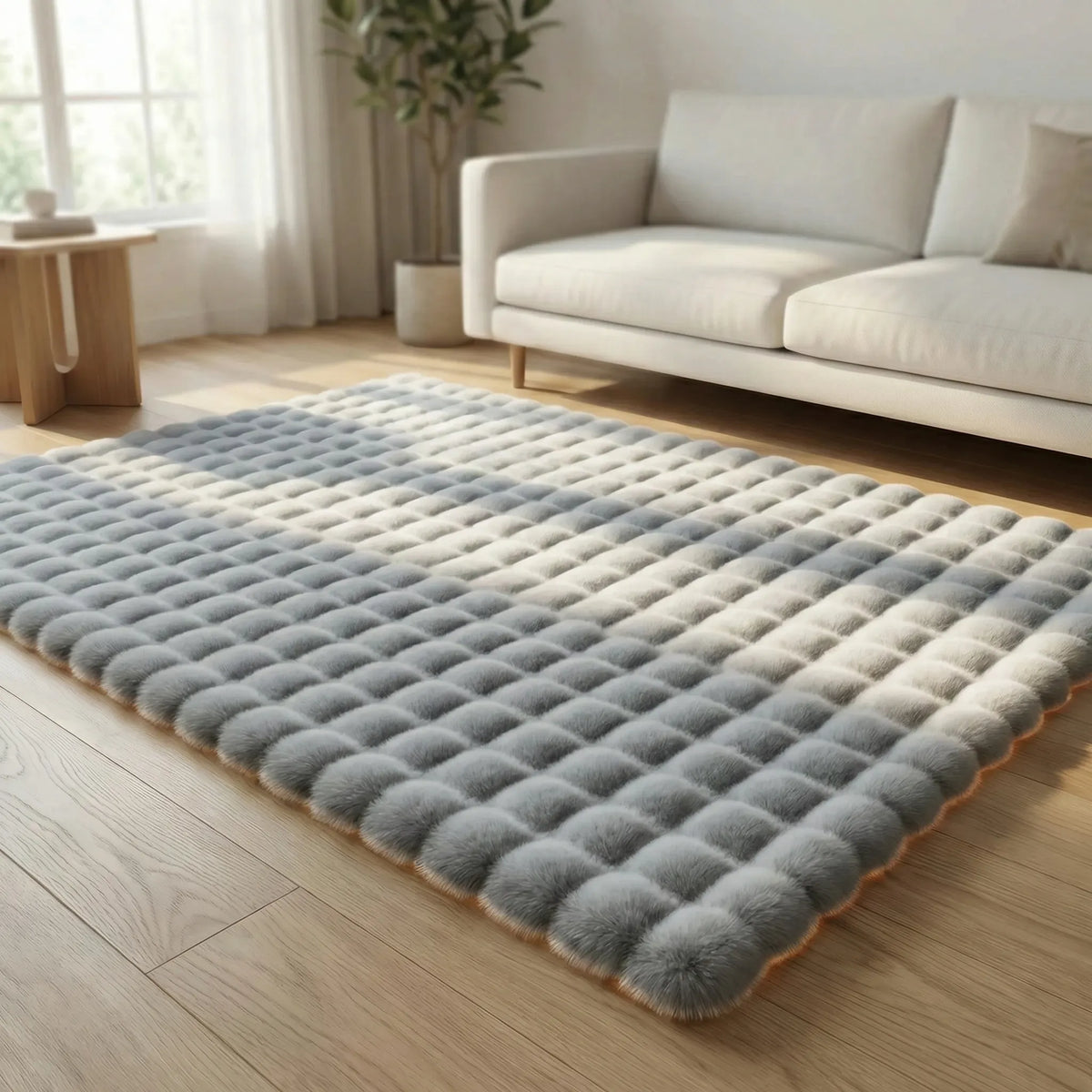 High-Pile Area Rug with Cloud Pattern and Integrated Foam, Non-Slip Backing for Modern Living Room and Bedroom | Sansoti