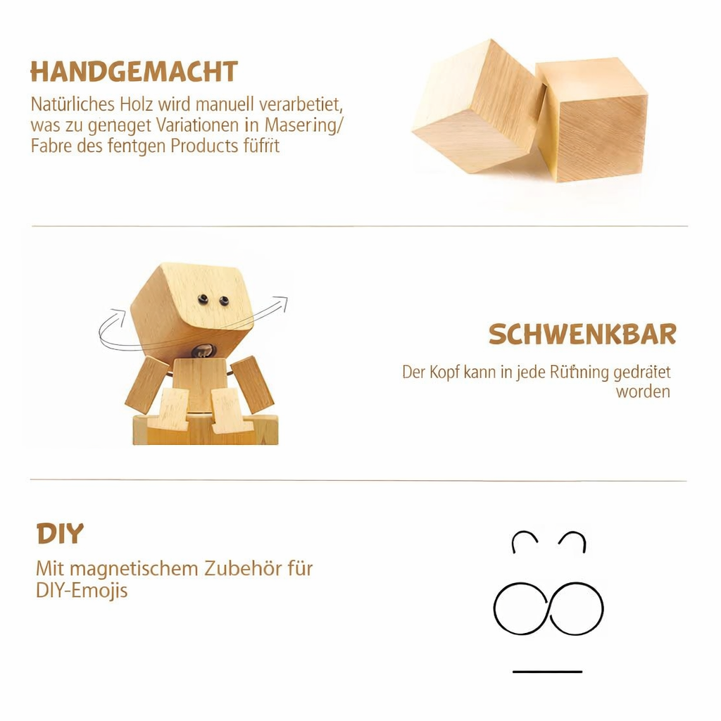 Houten Decoratiefiguur met Wippende Beweging en 12 Magnetische Gezichten | Sansoti