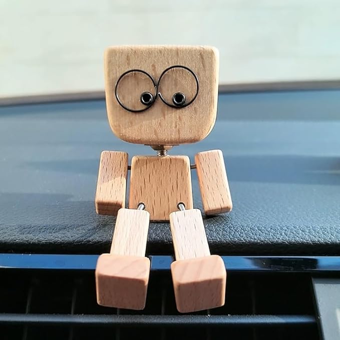 Houten Decoratiefiguur met Wippende Beweging en 12 Magnetische Gezichten | Sansoti