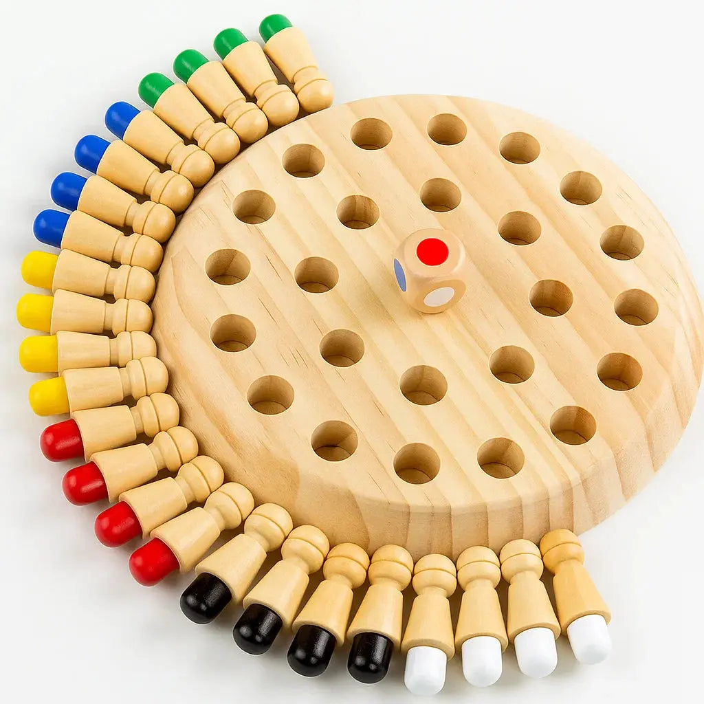 Houten Memory Schaakspel Kinderen 18x18cm Gifvrij Handgemaakt Familiespel | Sansoti