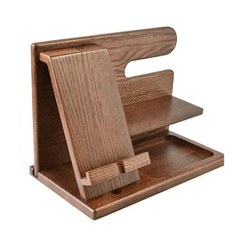 Houten Bureau-organizer met Telefoonhouder en Vakken voor Kantoor Werkplek Opberging Accessoires Pen | Sansoti