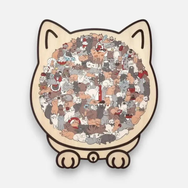 Houten Puzzel Kat Morandi 135 Stukjes 23,7x21,8cm Decoratief Ontspanning Volwassenen Katvorm Sfeervol Schermvrij Cadeau Woonkamer | Sansoti