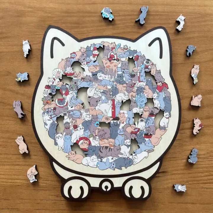 Houten Puzzel Kat Morandi 135 Stukjes 23,7x21,8cm Decoratief Ontspanning Volwassenen Katvorm Sfeervol Schermvrij Cadeau Woonkamer | Sansoti