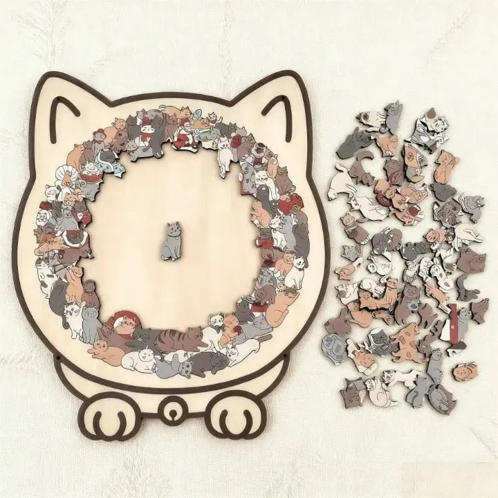 Houten Puzzel Kat Morandi 135 Stukjes 23,7x21,8cm Decoratief Ontspanning Volwassenen Katvorm Sfeervol Schermvrij Cadeau Woonkamer | Sansoti