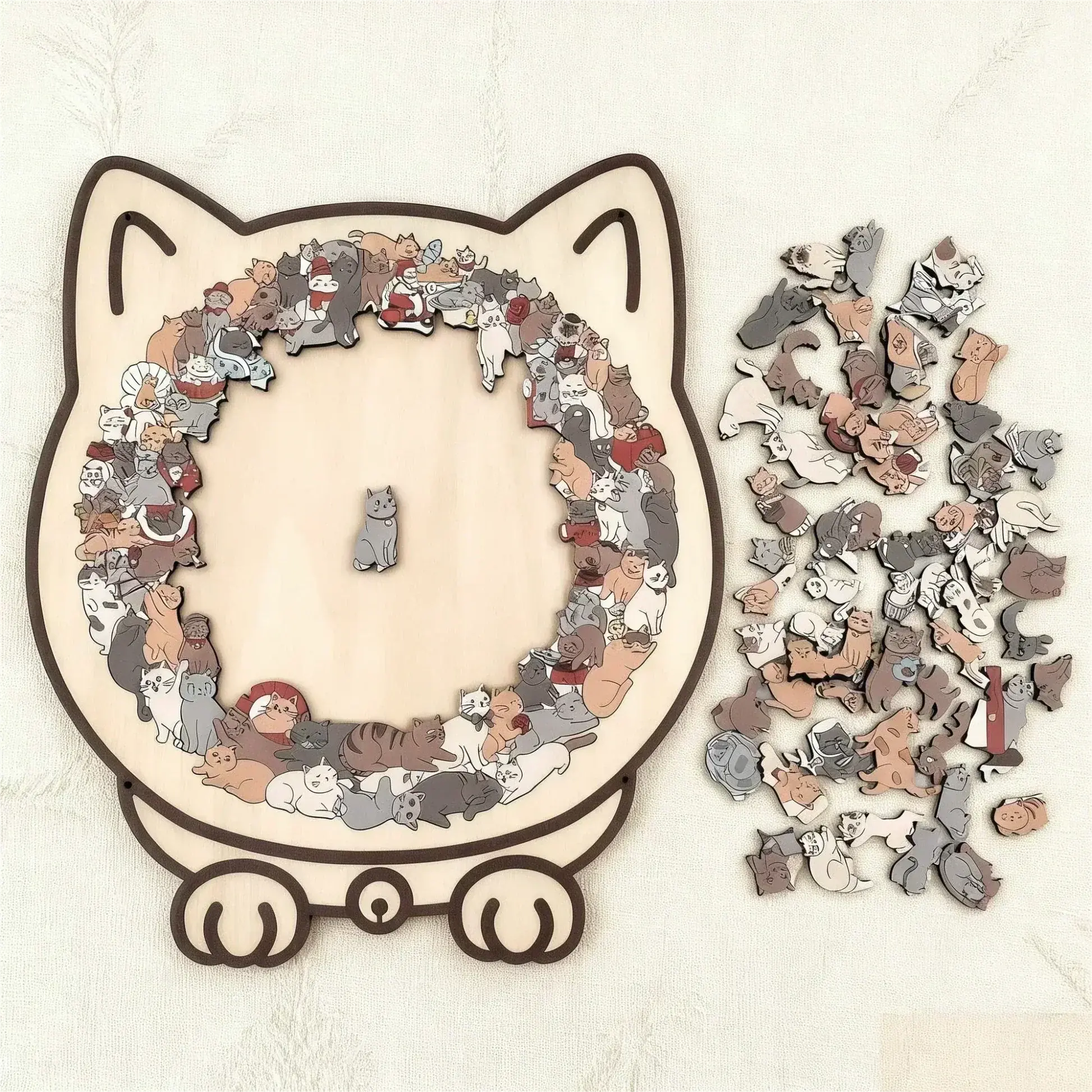 Houten Kattenpuzzel 135 Stukjes – Mooi Decoratief Legpuzzel voor Ontspanning en Interieur | Sansoti