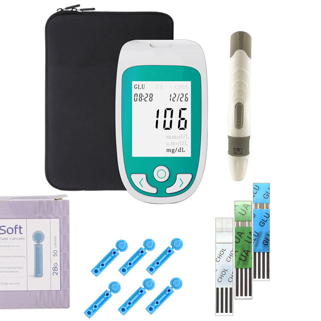 Multifunctionele Gezondheidsmeter 3-in-1 Thuistester Cholesterol Glucosewaarde Urinezuur Digitale Bloedsuikermeter Snelle Zelftest | Sansoti