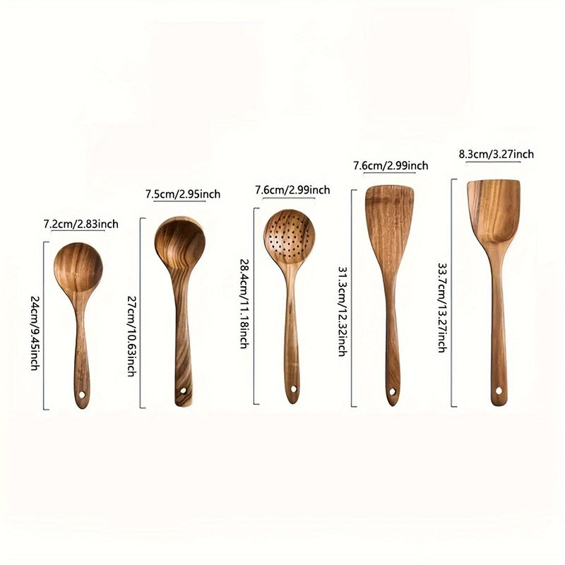 Restfield Oakline | Holz-Küchenutensilien-Set 5-teilig – Luxus & Nachhaltiges Kochgeschirr