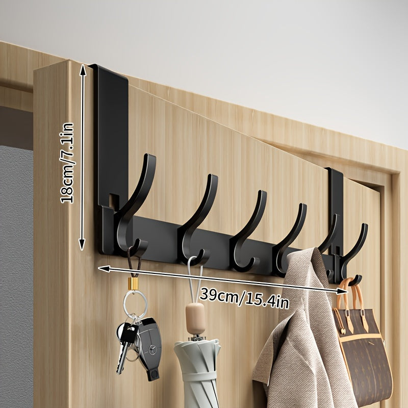 Deurkapstok Aluminium 39cm Zwart Over Deur Kapstok Jassen Handdoeken Kapstokhaak Zonder Boren Ruimtebesparend Organizer | Sansoti