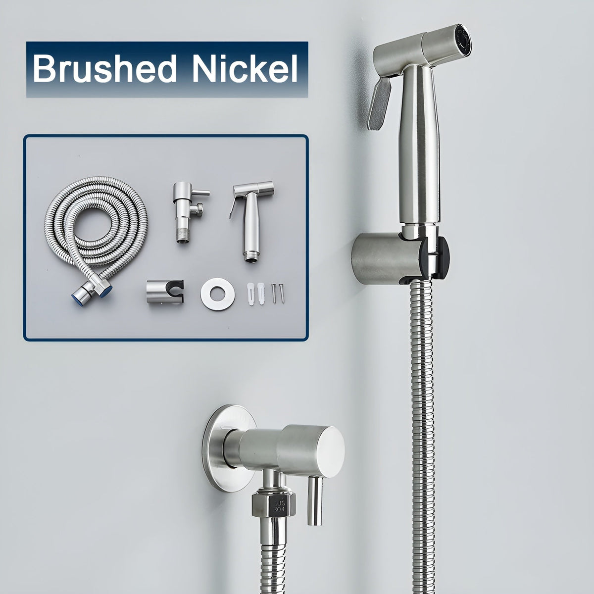 Roestvrijstalen Bidet Sproeikop met Wandhouder Hygienisch Toiletsproeier Duurzaam voor Badkamer en Toilet | Sansoti